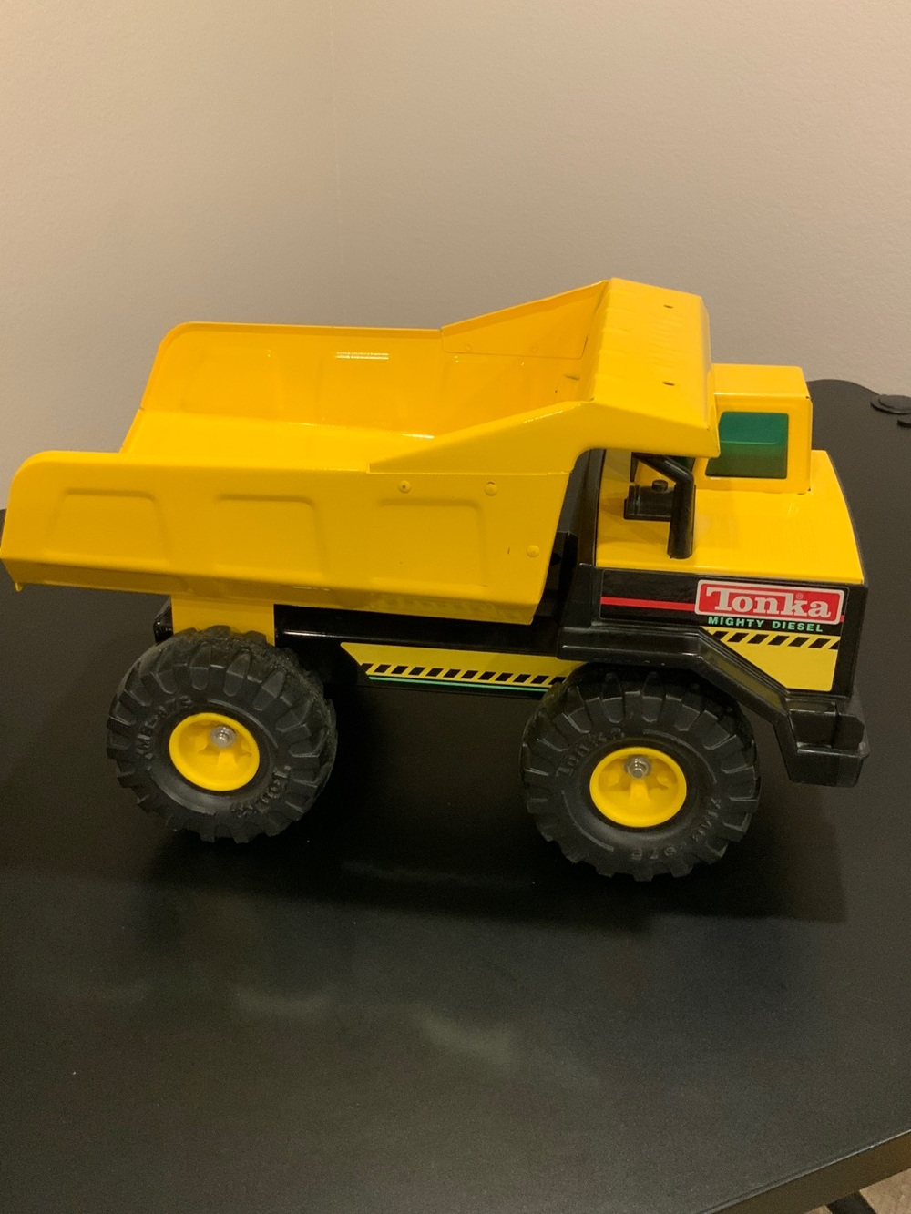 Tonka Mighty Diesel Yellow and Black Dump Truck Pressed Steel Made in USA